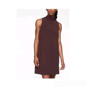 Athleta Initiative Mock Neck Dress Auberge Maroon Burgandy Small NEW NWT